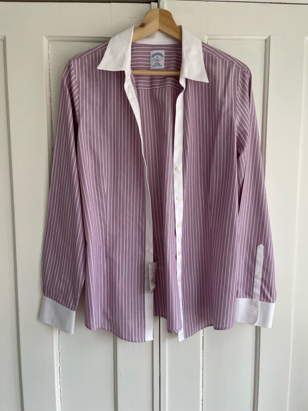 Brooks Brothers 346 Button Down Striped Fitted Shirt Size 12 Pinstripe NEW NWT